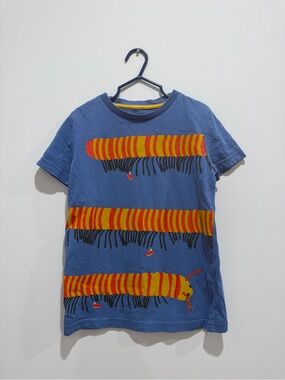 Mini Boden Blue Tee with Caterpillar Graphic 5-6Y